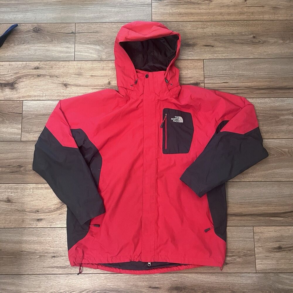 The North Face HyVent Zip Up Jacket Coat Men's XL Red Gray Waterproof Softshell
